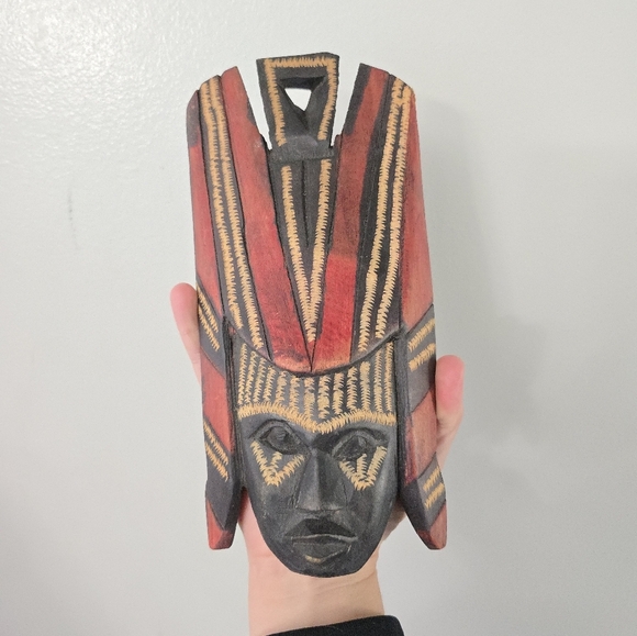 VTG African Tribal Wooden Kenya Mask Hand Carved and Painted * Chip - Picture 1 of 12